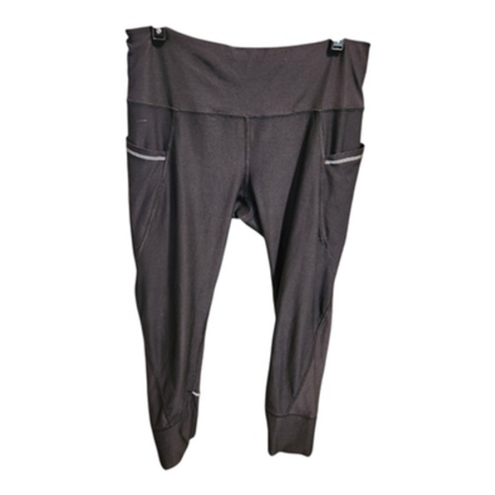 RBX Womens High Waisted Cropped Leggings Black Activewear Running Pants Pockets